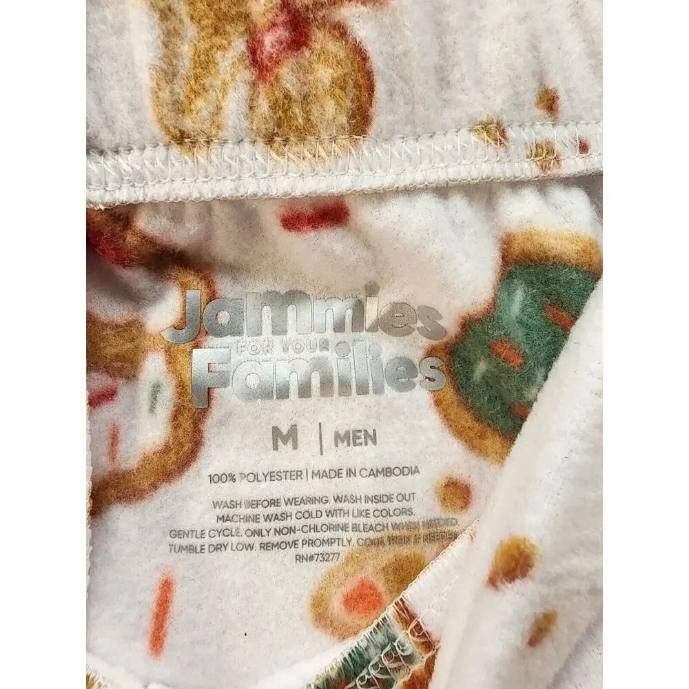 Cuddl Duds Pajama Set Mens Size Med Gingerbread Man Fleece White - Picture 4 of 11
